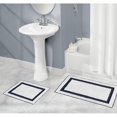 thumbnail image 3 of mDesign Non-Slip Microfiber Polyester Spa Mat/Rugs, Set of 3, White/Navy Blue, 3 of 9