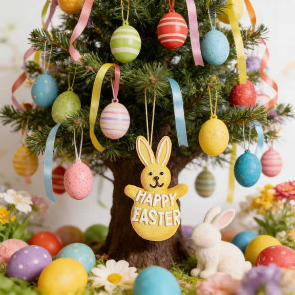 Easter Tree Ornaments,Easter Gingerbread Bunny Resin Pendant Hanging Ornament Spring Home Party Decoration Cute Bunny Tree Decor Holiday Gift Collectible