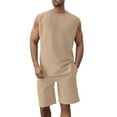 thumbnail image 3 of Men's 2 Piece Outfits Summer Sleeveless Vest and Casual Track Shorts Set Sports Suit Two Piece Set Summer Shirt and Shorts Set, 3 of 7