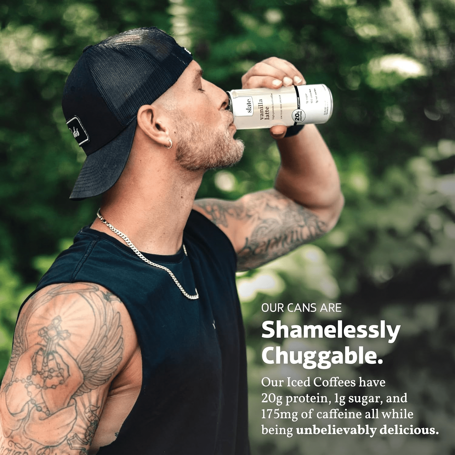 (12 pack) Slate Milk Vanilla Latte, High Protein Iced Coffee, 20g Protein, 11 fl oz can, Ready to Drink