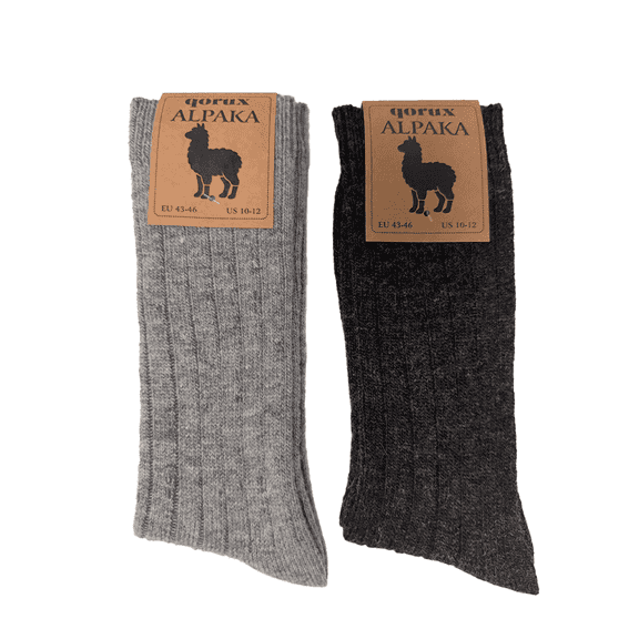 Alpaca Wool Thermal Socks, Thin Winter Crew Socks for Men & Women – Anthracite - Gray Warm Outdoor Boot Socks