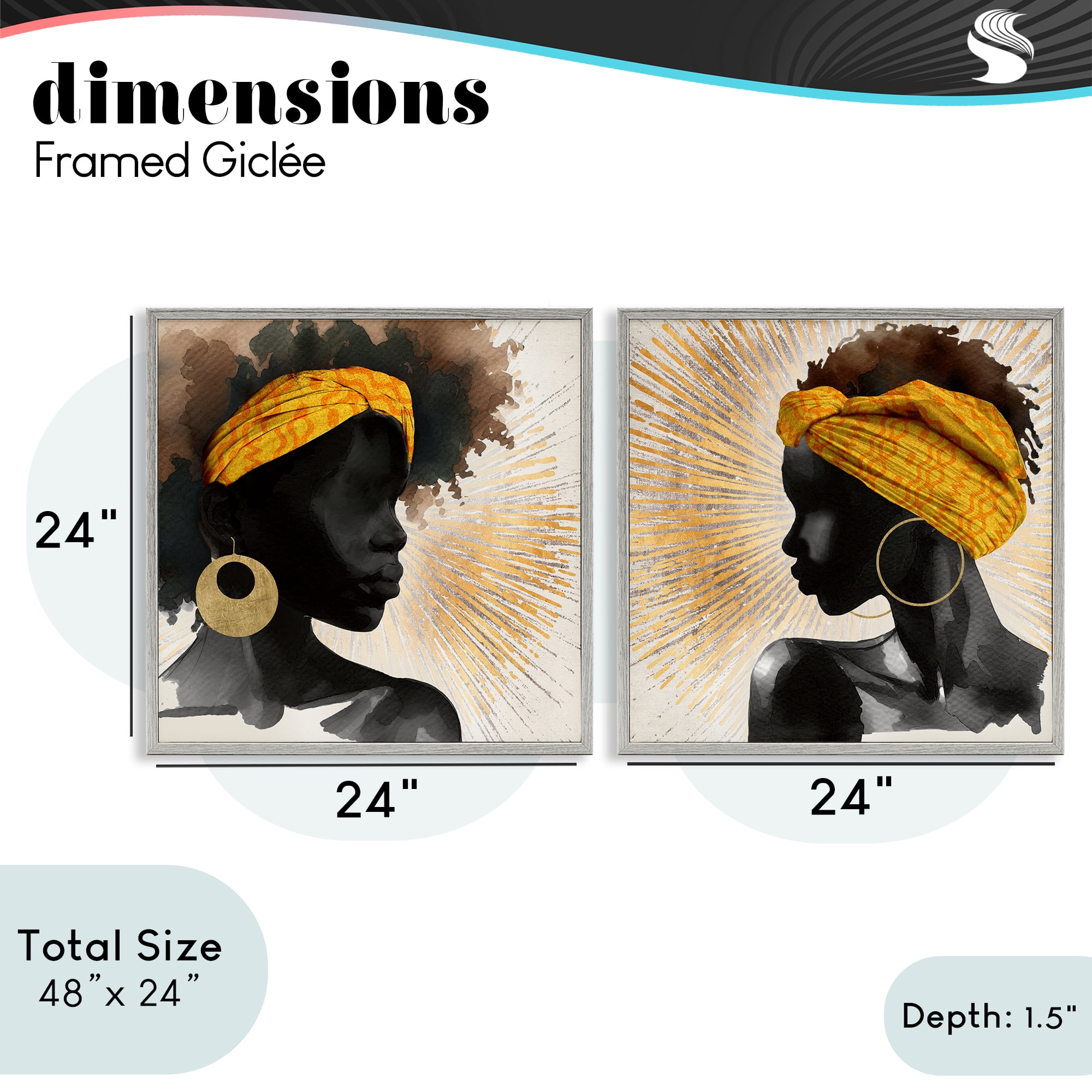 Stupell Industries Radiant Portraits Of Women 2 Piece Gray Framed Giclee Art Set, design by CAD Designs