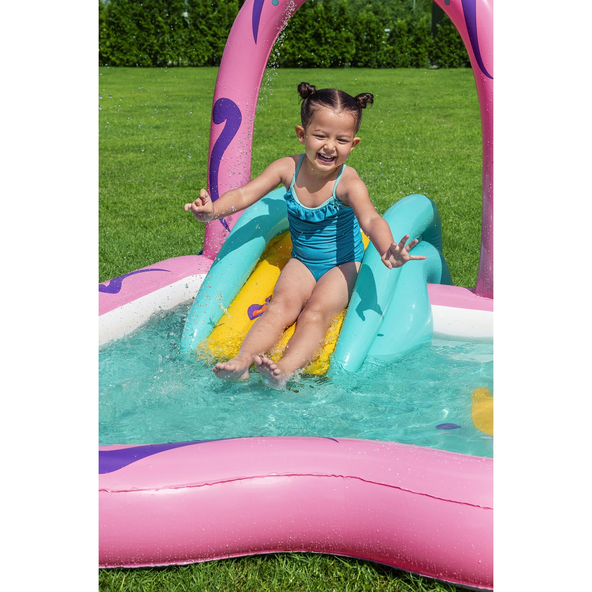 H2OGO! Inflatable Water Play Center & Pool - Butterfly Wonder - 71x71x46”, Slide, Sprinkler Arch, Catch Game, Splash & Wade, Outdoor, Toddlers-Kids 2+