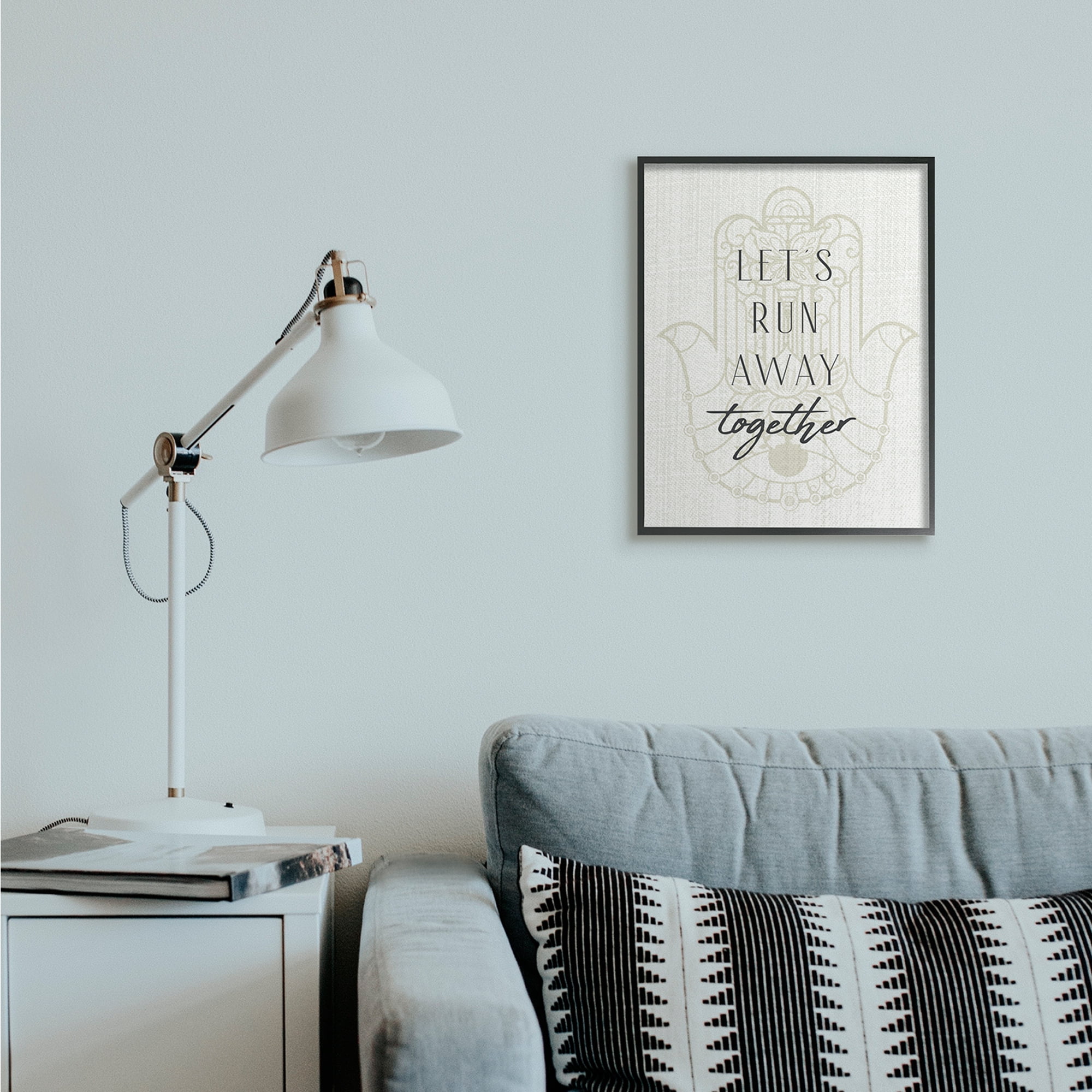 Stupell Industries Runaway Together Quote Moroccan Khmissa Inspired Pattern Black Framed by Daphne Polselli