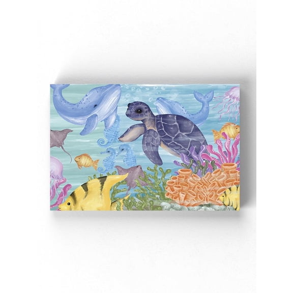 Watercolor Sea Life Scenery Wrapped Canvas  -Image by Shutterstock,