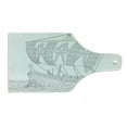 thumbnail image 1 of Retro Cutting Board, Greek Galley Cruising on Swirled Waves Doodle Illustration, Decorative Tempered Glass Cutting and Serving Board, Wine Bottle Shape, Black White, by Ambesonne, 1 of 1