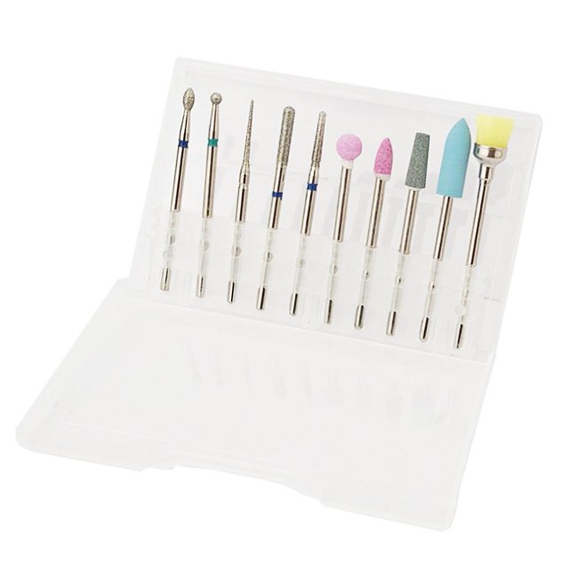 Lot de 10 forets à ongles portables pour salon de manucure, embouts pour enlever les cuticules, pour débutant, Zh2