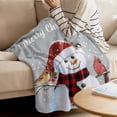thumbnail image 3 of Happy Christmas Snowman and Cardinals Throw Blankets, Grey Soft Fleece Blanket Decorative for Home Sofa Couch Chair Living Bedroom,60x80 inches,, 3 of 5