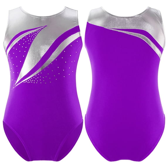 Alvivi Kids Girls Shiny Metallic Gymnastics Leotard Ballet Dance Athletic Bodysuit
