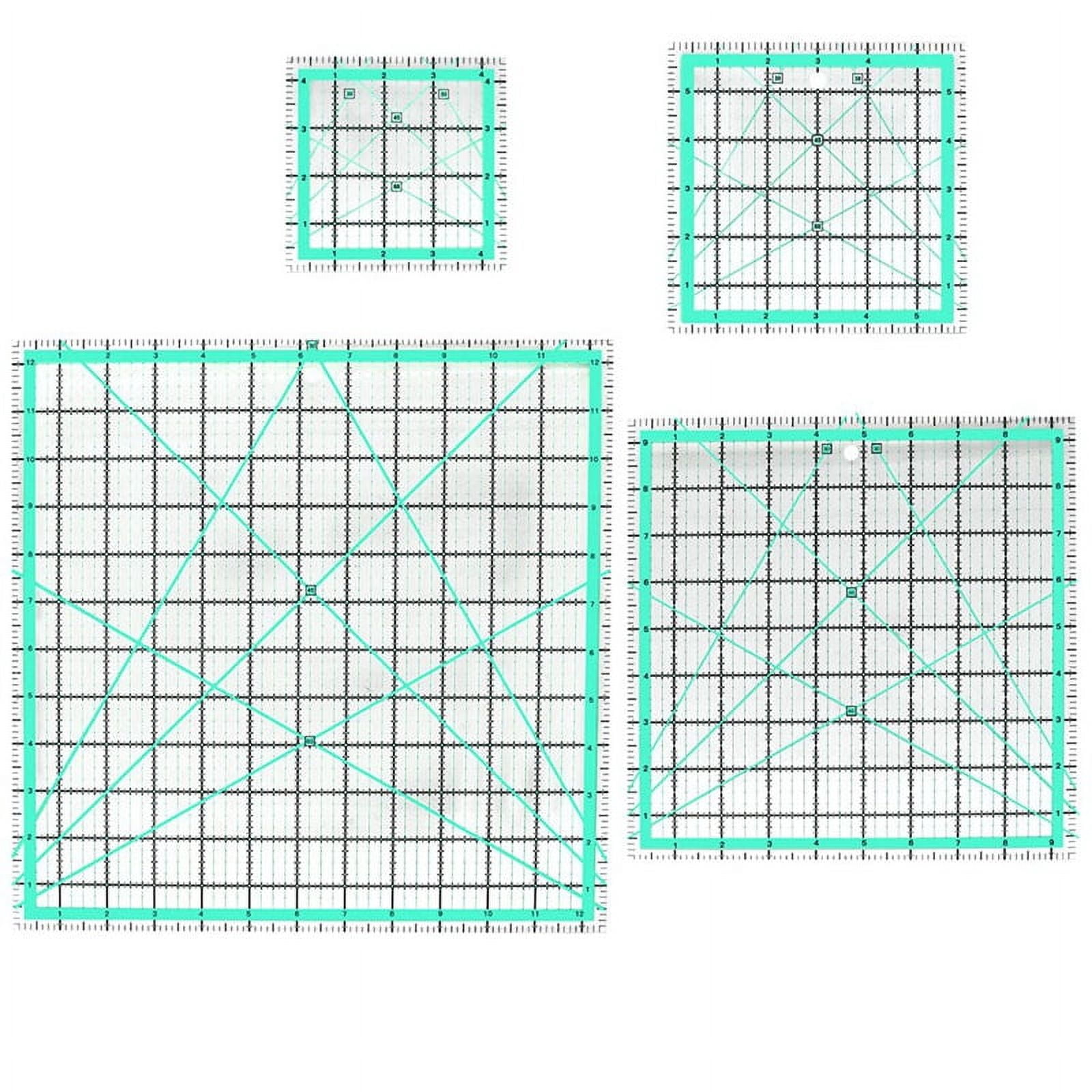 4PCS Square Quilting Ruler (12.5/9.5/6/4.5Inch) Sewing Acrylic Ruler Anti-Slip Ruler DIY Quilting Tools