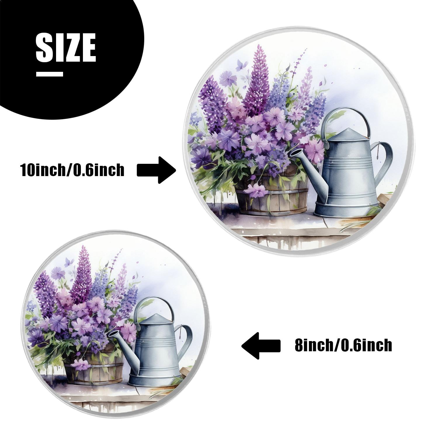 Decorative Stove Burner Covers 4 Pcs Metal Gas Stove Burner Cover 8Inch And 10Inch ,Spring Flowers Lavender White Wood Painting