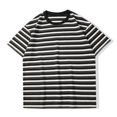thumbnail image 3 of Men's Heavyweight Striped T-Shirt, Relaxed Cotton Crewneck Tee with Black and White Stripes, 3 of 7