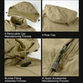 thumbnail image 4 of Brondbend Windproof Jacket Men Solid Color Outdoor Climb Sport Run Pocket Zipper Long Sleeved Zipper Hooded Jacket Loose Fit Fall Winter Mountaineering Fashion,Khaki, 4 of 5
