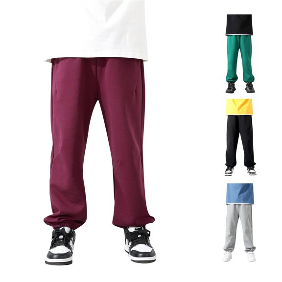lnmuld Boys Solid Wide Leg Sweatpants Elastic Waist Pleated Design Loose Street Kids Trousers Red,4-5 Years