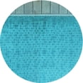 thumbnail image 1 of Ahgly Company Indoor Round Patterned Bright Cyan Blue Area Rugs, 3' Round, 1 of 6