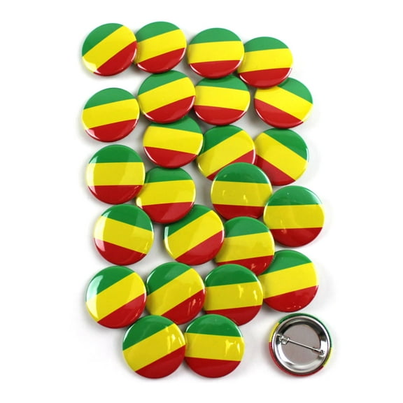 Rastafarian Flag Pinback Buttons - 1.5 Inch Round - 25 Pack