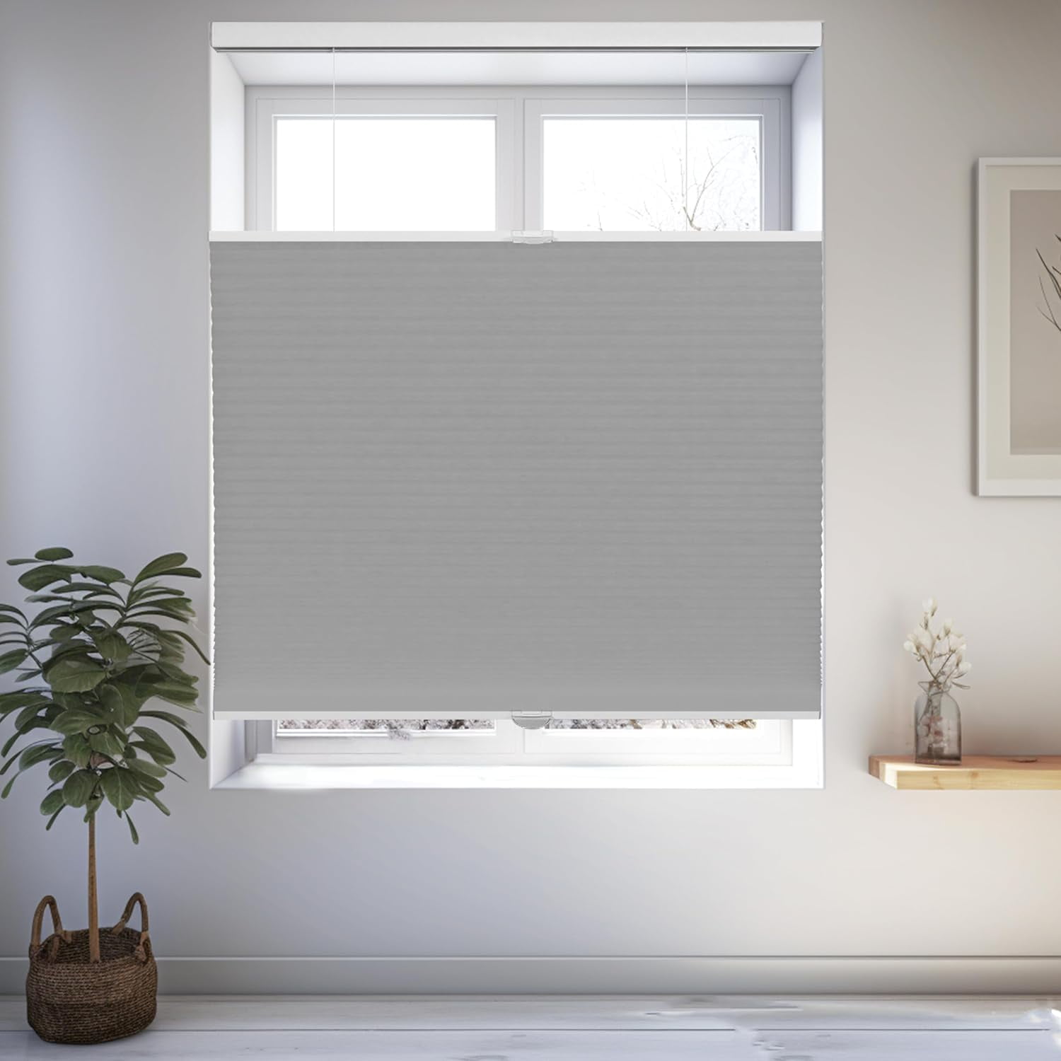 Chicology Silver Light Filtering Cordless Top Down Bottom Up Cellular Shades 27.75 in. W x 72 in. L