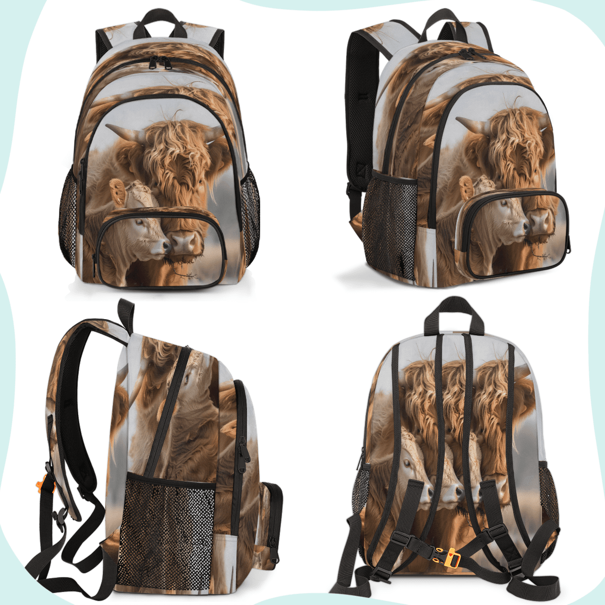 Herdesigns Farmhouse Highland Cow Laptop Backpack for Women Men, 18.3 Inch Large Computer Backpacks Fashion Teacher Nurse Bag Casual Daypack for Work Travel