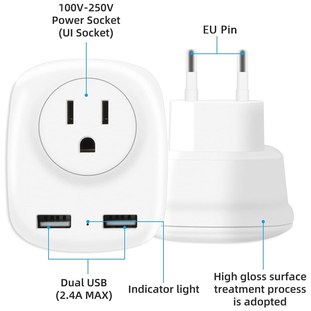 Pack De 3 Adaptateurs De Voyage TESSAN - Prise Européenne Internationale + 2 USB - Occasion