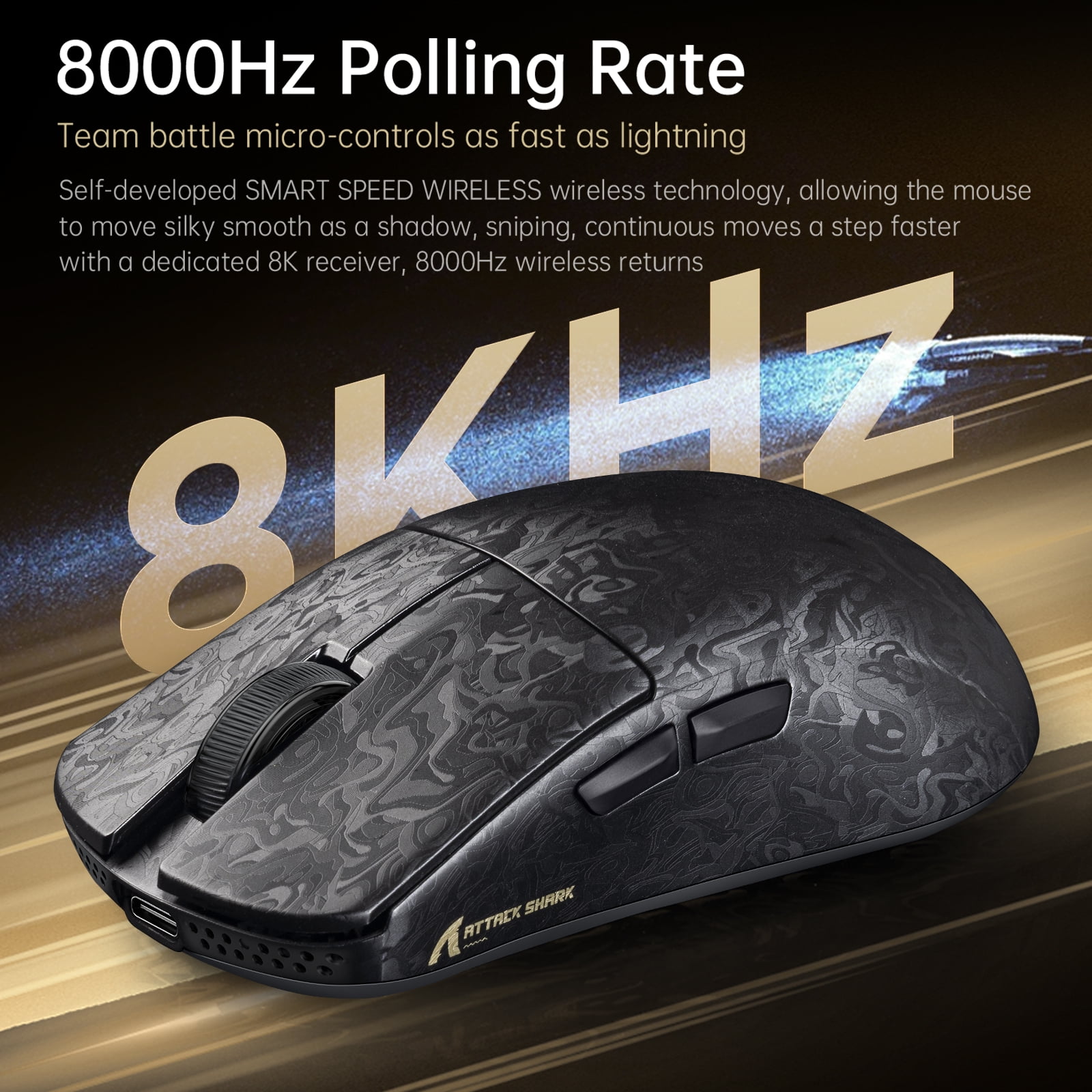 ATTACK SHARK R11 ULTRA Carbon Fiber Wireless 8K PAW3950MAX Gaming Mouse