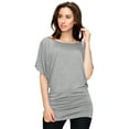 thumbnail image 3 of Made by Johnny Women's Boat Neck Short Sleeve Dolman Drape Top XXXXL HEATHER_GREY, 3 of 6