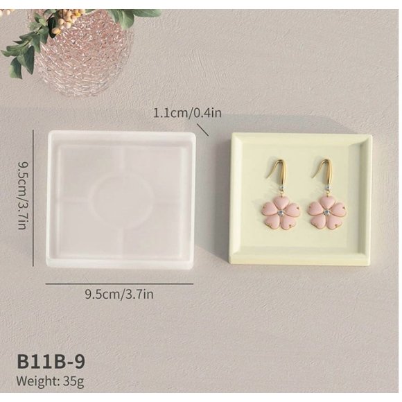 1 pieza de molde de pegamento for posavasos, molde cuadrado redondo, molde de silicona, bricolaje floral, plato pequeño, molde de yeso