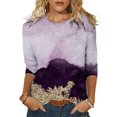 thumbnail image 1 of DEELLEEO Clearance Deals Womens Spring Print Mid-Length Sleeve Crew-Neck Casual Tee Tops, 1 of 6