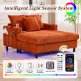 thumbnail image 3 of UNITED WE WIN Orange Corduroy Oversized Recliner Sofa: Deep Seat, USB/Type-C Charging, RGB LED, Cup Holder, Side Pocket - 56" Wide Living Room & Bedroom Lounger, 3 of 22