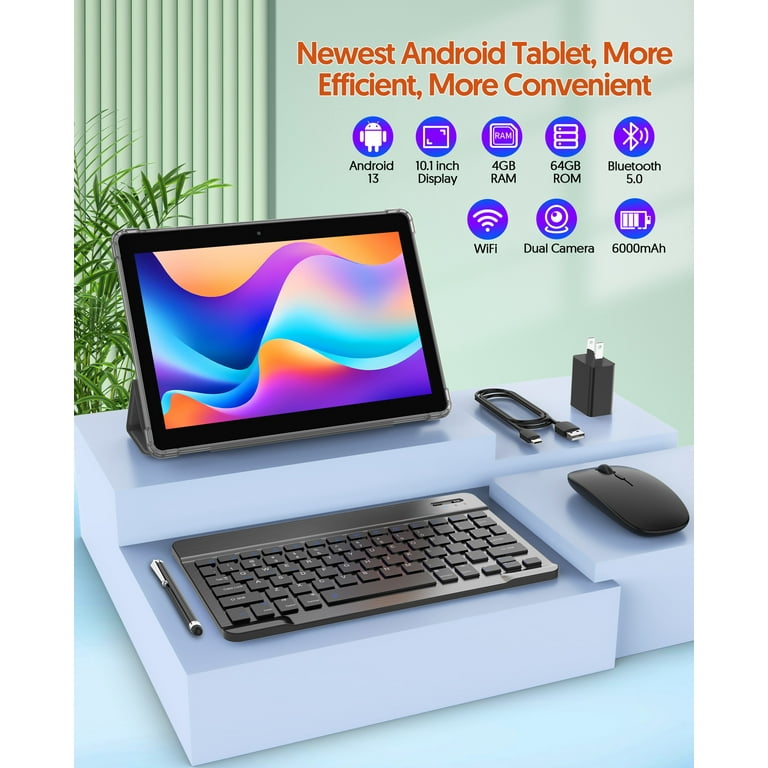 10 inch Android 13 Tablet, 4GB RAM 64GB ROM 1TB Expand, 2 in 1