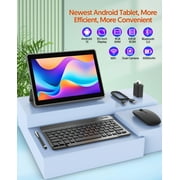 10 inch Android 13 Tablet, 4GB RAM 64GB ROM 1TB Expand, 2 in 1 Tablets with Keyboard,Quad-Core,2+8MP Dual Camera, 6000mAh,Bluetooth5.0,Wifi 6,1280x800 IPS 10.1 inch Tablet Pc with Case, Mouse,Stylus