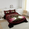 thumbnail image 3 of Erosebridal Ensemble de Couette Pleine Boho Arbre de Vie, Couette en Duvet Mandala Hippie, Rouge, Microfibre, 3 of 8