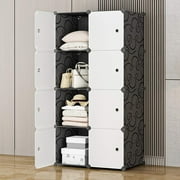 UWR-Nite Cube Storage Organizer, 8- Cube DIY Plastic Closet Cabinet, Modular Book Shelf Organizer Units, Storage Shelving Ideal for Bedroom Living Room Office with Doors