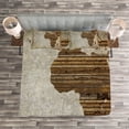 thumbnail image 3 of Ambesonne African Quilted Bedspread Set 3 Pcs, Wooden Plank Map, Queen Size, Tan Umber and Brown, 3 of 3