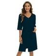 thumbnail image 2 of Womens Zipper Front Robe Nightgowns, Loose Spa Bathrobe V-neck Soft Loungewear Robes Sleepwear with Pockets Belt, 2 of 7