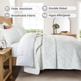 thumbnail image 5 of Moonlight20015 3-Piece Velvet Quilt Set King, Floral Diamond Lightweight Bedspread, Soft Reversible Bedding Set with Shams, White, 5 of 8