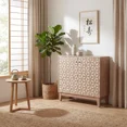 thumbnail image 2 of 31.5-inch geometric design sideboard, a decorative cabinet with 2 doors and adjustable shelves, a wooden decorative cabinet with storage space, suitable for living room, kitchen, and dining room., 2 of 7