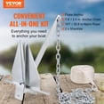 thumbnail image 2 of VEVOR Fluke Style Anchor Kit, 13 LBS Hot-Dipped Galvanized Steel Fluke Anchor with 7.9' Chain, 101' Rope and Two 0.4" Shackles, Marine Boat Anchor for Small Vessels Under 30', Seas, Rivers and Shores, 2 of 9