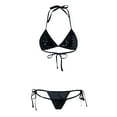 thumbnail image 5 of TTUHYWXI Women's Shiny Triangle Bikini Set Sequin Halter String Backless Tie Side Two Piece Swimsuit Bathing Suit (Black, L), 5 of 6
