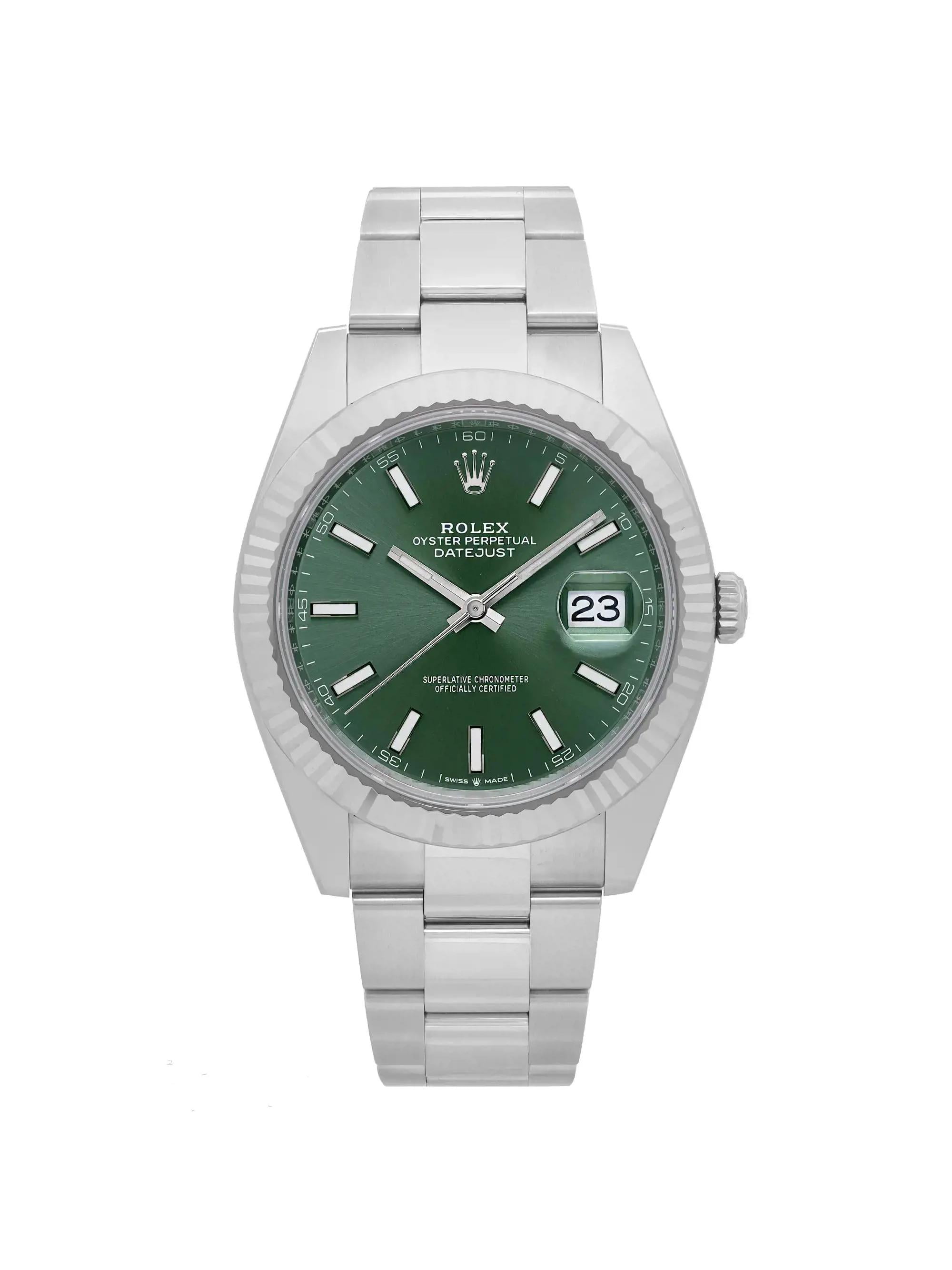 Rolex Datejust 41 Oyster Fluted Green Stick Dial 126334