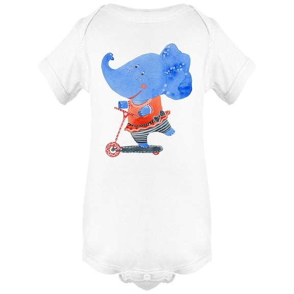 Elephant In Kick Scooter Art Bodysuit Infant -Image by Shutterstock,  6 Months
