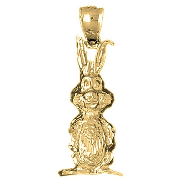 18K Yellow Gold Rabbit Pendant - 35 mm