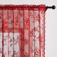 thumbnail image 3 of Cortinas SEEKRIGHT de encaje rojo de 244 cm de largo, 2 paneles, para dormitorio, 3 of 7