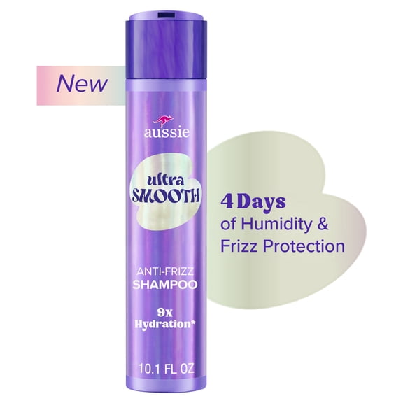 Aussie Ultra Smooth Anti-Frizz Shampoo, Hydrates and Smooths, with Silk Proteins, Sulfate Free 10.1oz