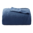 thumbnail image 1 of Manta de cama, 100% algodón, doble, talla XL, tejido gofrado, azul marino, 1 of 8