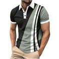 thumbnail image 2 of Goodtrade8 Mens Short Sleeve T-Shirts Office Collared Pullover Summer Casual Patchwork Slim Fit Outdoor Shirts for Men, 2 of 5