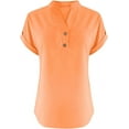 thumbnail image 3 of Cotton Linen Shirts for women Summer Tops Short Sleeve Button Lapel V Neck T-Shirts Casual Tunic Top Loose Comfy Loose Solid Work Plain Blouse Tees, 3 of 3