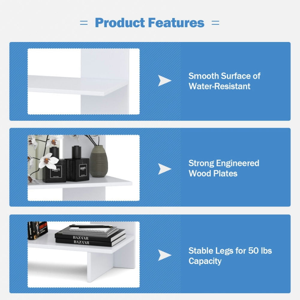 Demi Bonn 5-Tier Freestanding Bookshelf, Decorative Storage Display Bookcase, White