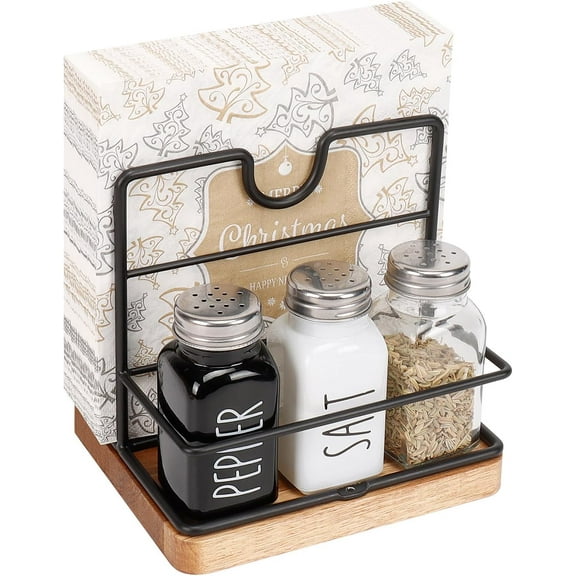 Napkin Holder for Table Metal Napkin Holder with Salt and Pepper Shakers Caddy Modern Napkin Dispenser for Table Kitchen Dining Table Decor Not Including Salt and Pepper Shakers