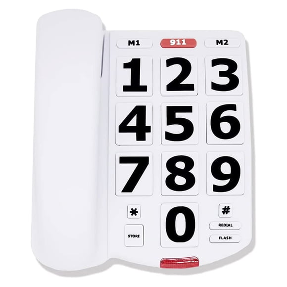 Teléfono con cable HepEster Big Button amplificado para personas mayores