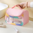 thumbnail image 3 of BGZLEU Toiletry Bag Travel Bag Water-resistant Makeup Cosmetic Bag Travel Organizer Full Sized Container Toiletries ,Hangable And Handy Translucent Waterproof Cosmetic Bag(Pink), 3 of 5